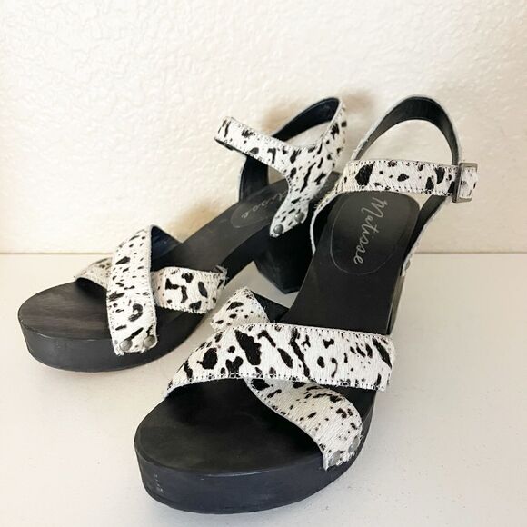 Free People x Matisse cow print Clog Sandals. Western calf hair   8 - Picture 3 of 11